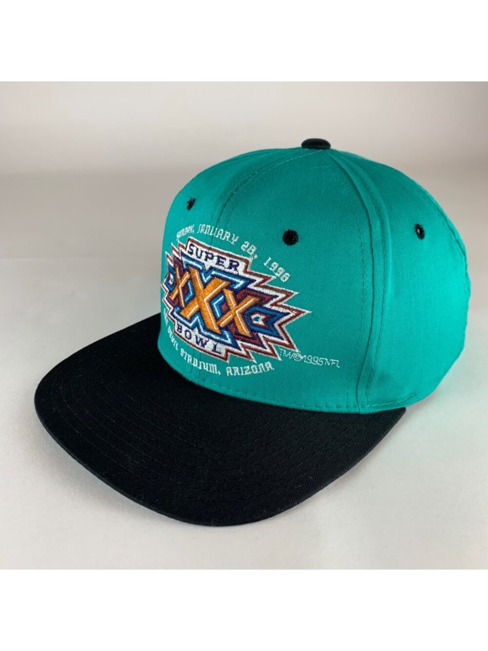 Super Bowl XXX Vintage Aqua Black American Needle Snapback Hat